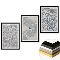 WANDBILDER 3er-Set - 40x60 cm Schwarzer Rahmen - Abstrakte Linien, Wellenformen - Schwarz, Kunststoff (40/60cm) - ArtPrintCave