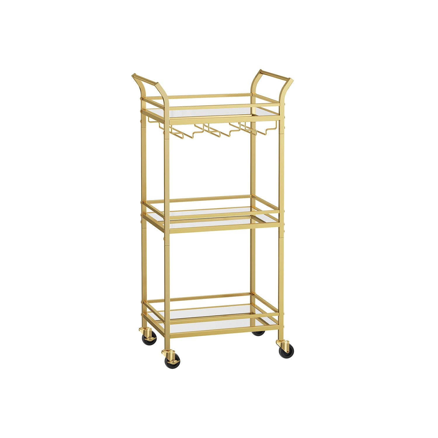 SERVIERWAGEN VICTORIA - Goldfarben, Glas (46.8/92/30cm) - Hansiro