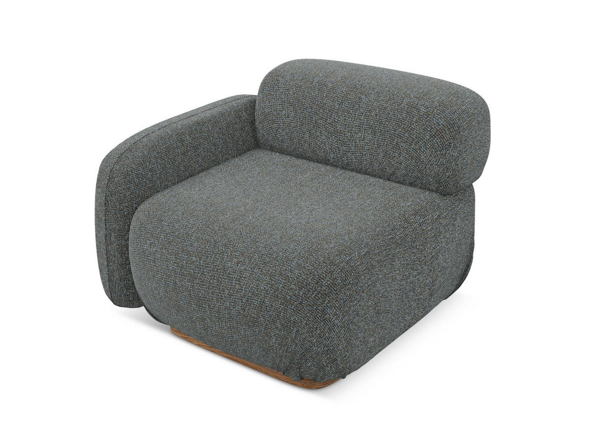 SOFAELEMENT Links Strukturstoff Stoff Grau - Dunkelgrau/Braun, Holz/Textil (95/73/95cm) - Makamii