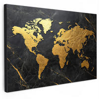 LEINWANDBILD Weltkarte - Gold - Marmor XXL 150x100 cm - Goldfarben, Textil (150/100cm) - MuchoWow