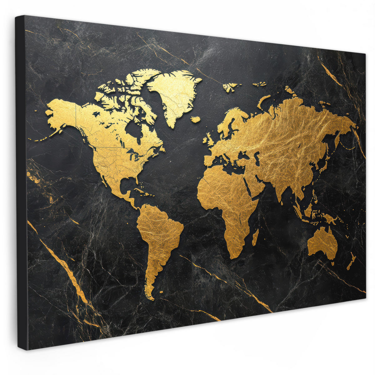 LEINWANDBILD Weltkarte - Gold - Marmor XXL 150x100 cm - Goldfarben, Textil (150/100cm) - MuchoWow
