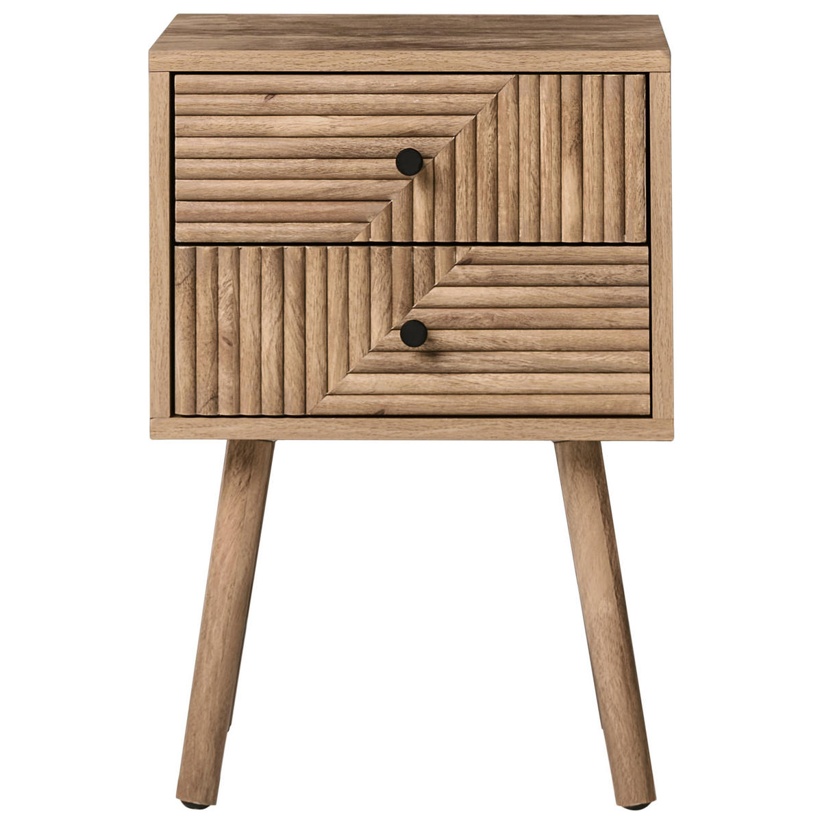 NACHTTISCH mit 2 Schubladen Hellbraun Ronge - Hellbraun, Holzwerkstoff (30/38/55cm) - Beliani