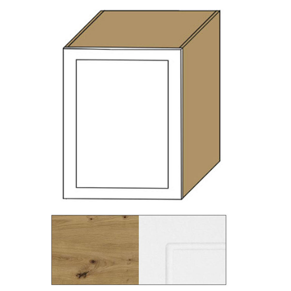 HÄNGESCHRANK Quantum Eiche Artisan matt / Front weiß matt 60 / 32,5 / 72cm - Eichefarben/Weiß, Holzwerkstoff/Metall (60/72/32.5cm) - Feldmann-Wohnen