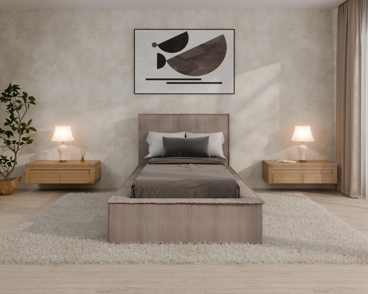 POLSTERBETT SANA 90x200cm Elegantes Polsterbett für modernen Wohnstil , ohne matratze, cappuccino - Cappuccino, Holz (90/200cm) - Homesy