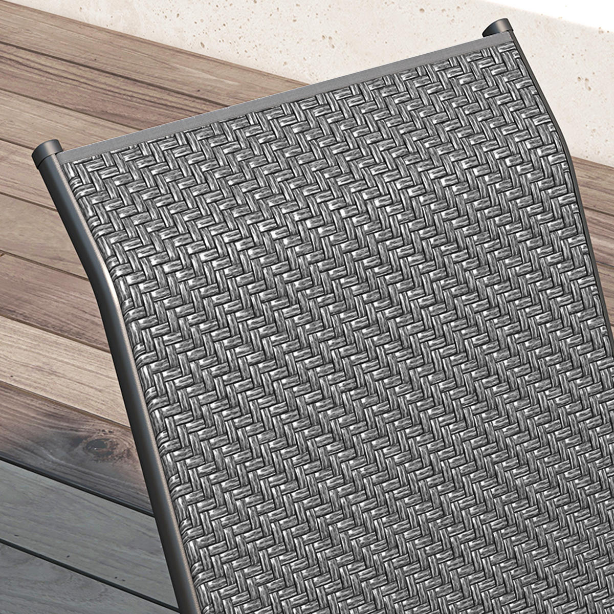 GARTENSTUHL DE-13587 4er-Set mit Armlehnen, stapelbar Natur - Grau, Metall (70/85/52cm) - ComfortXL