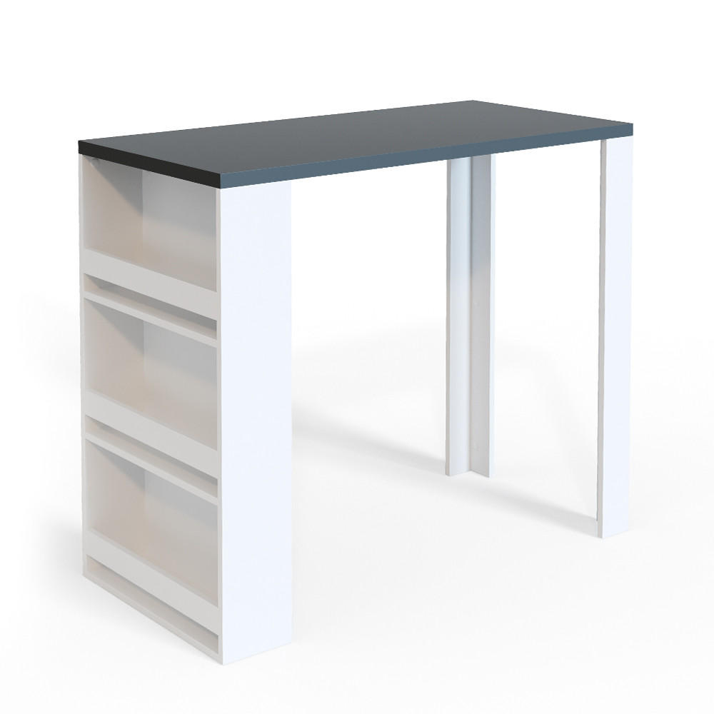BARTISCH Weiß 57 x 117 cm mit 3 Fächern - Anthrazit/Weiß, Holzwerkstoff (57/106/117cm) - Vicco