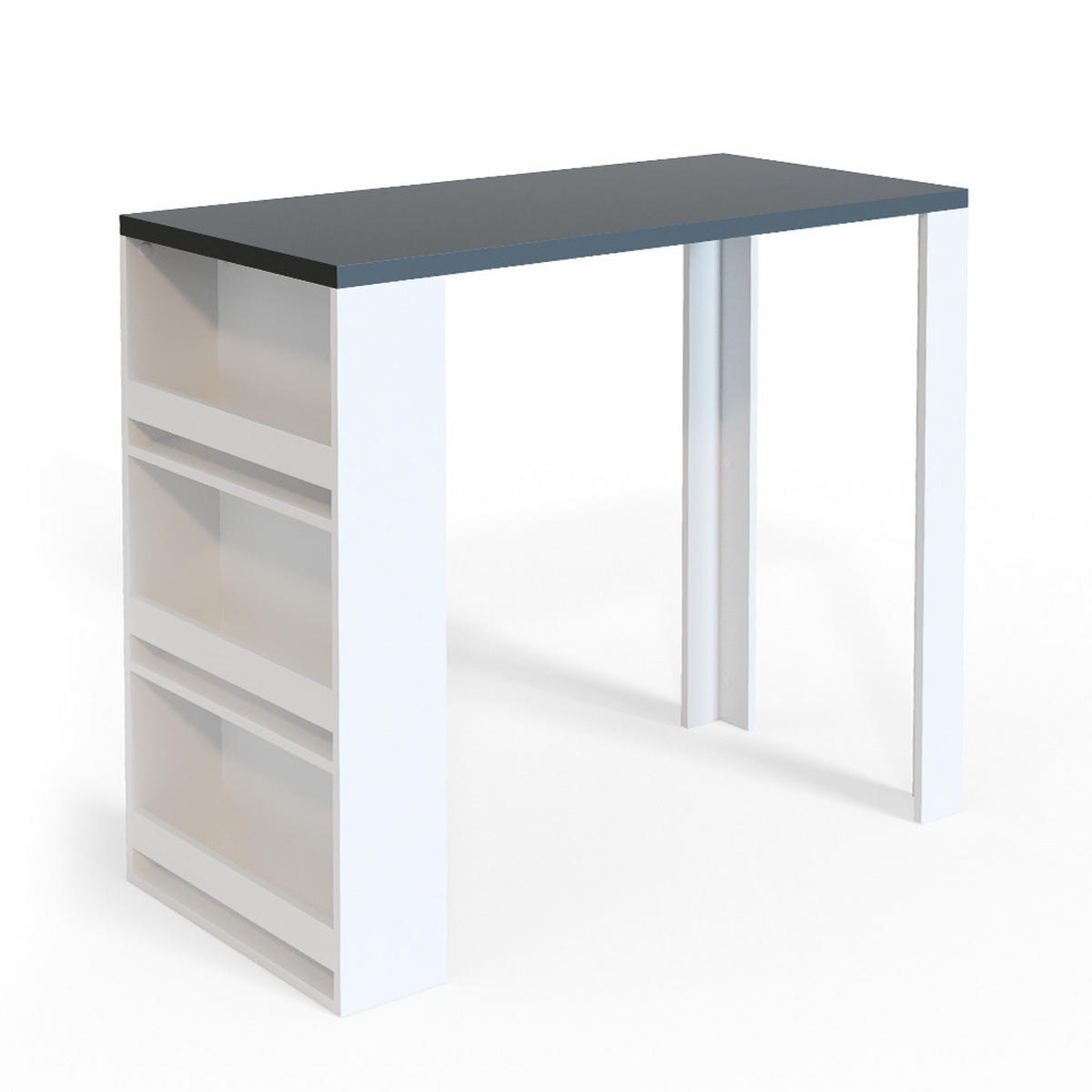 BARTISCH Weiß 57 x 117 cm mit 3 Fächern - Anthrazit/Weiß, Holzwerkstoff (57/106/117cm) - Vicco