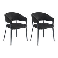 STUHL mit Armlehnen 2er-Set - Stoff & Metall - Schwarz - AVRELA - Schwarz, Textil (56/77/55cm) - Vente-Unique