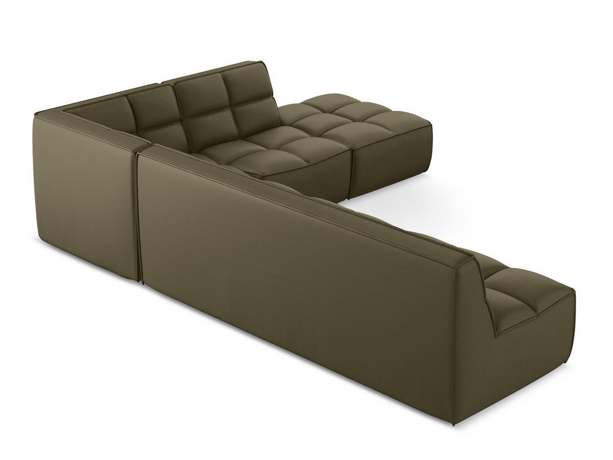 ECKSOFA Beidseitig Kunstleder Grün - Schwarz/Olivgrün, Leder/Kunststoff (308/258cm) - Makamii