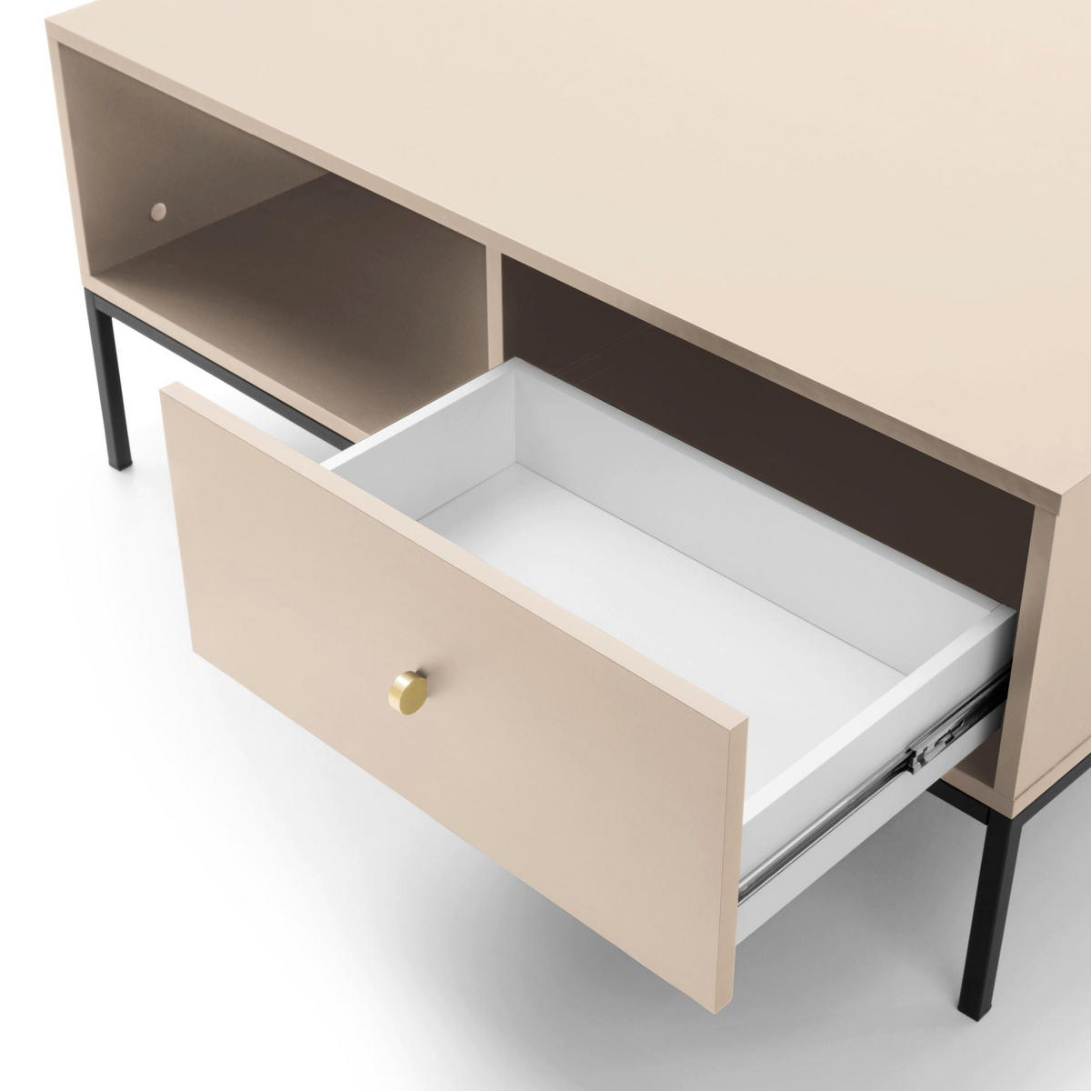 COUCHTISCH Monne Beige 68 x 104 cm - Beige/Schwarz, Holzwerkstoff/Metall (68/104/46cm) - Selsey