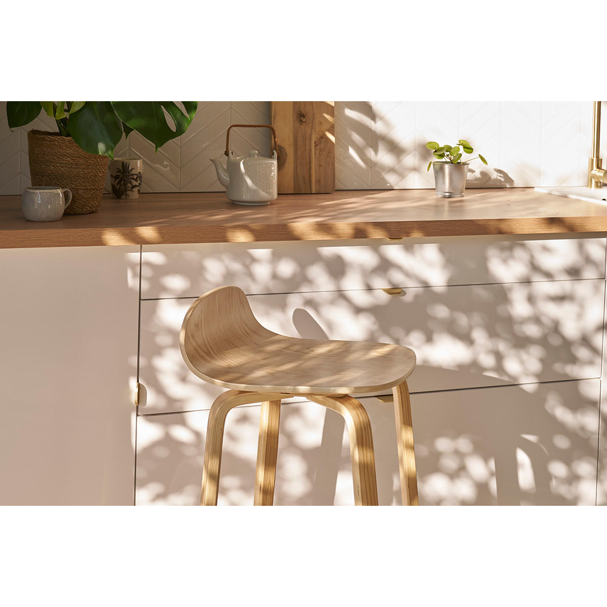 BARHOCKER Eichenholz H68 cm 2er-Set OBRA - Naturfarben, Holz (44/80.5/40cm) - Miliboo