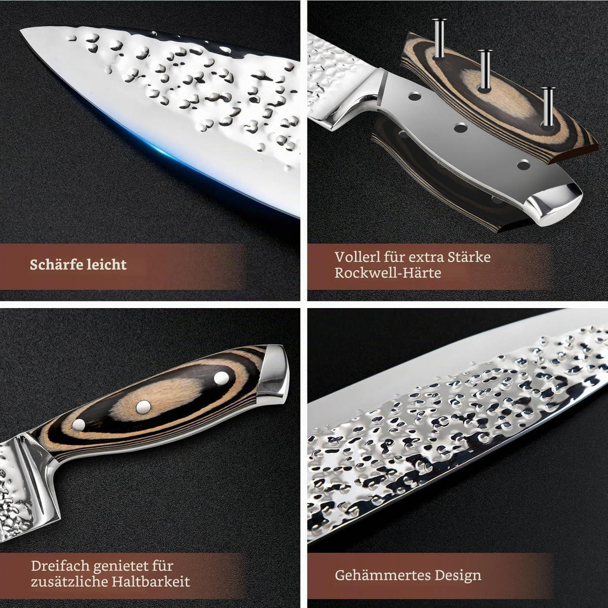 MESSERBLOCKSET 15-teilig Naturholzfarben - Multicolor, Metall
