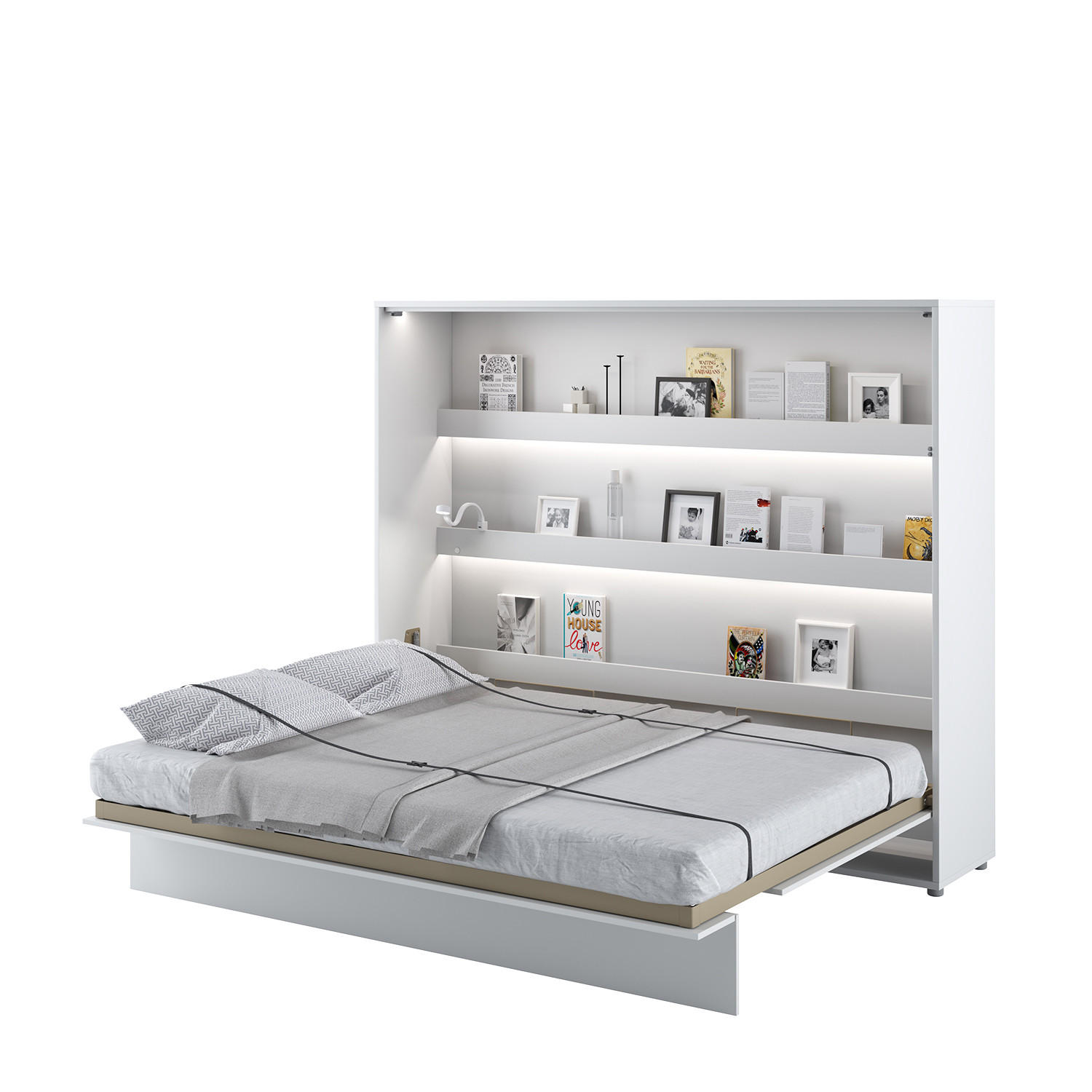 SCHRANKBETT BC-14 - 160x200cm Horizontal - Weiß Mat - Weiß, Holzwerkstoff (200/160cm) - Meblini
