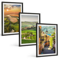BILDER SET 3er Set - 40x60 cm Schwarzer Rahmen - Italienische Landschaften, Flussstraße - Schwarz, Kunststoff (40/60cm) - TULUP