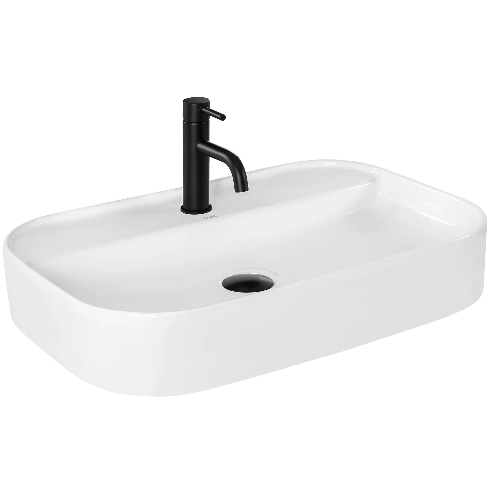 AUFSATZWASCHBECKEN Rea Verona - Weiß, Keramik (44/12/65cm) - REA