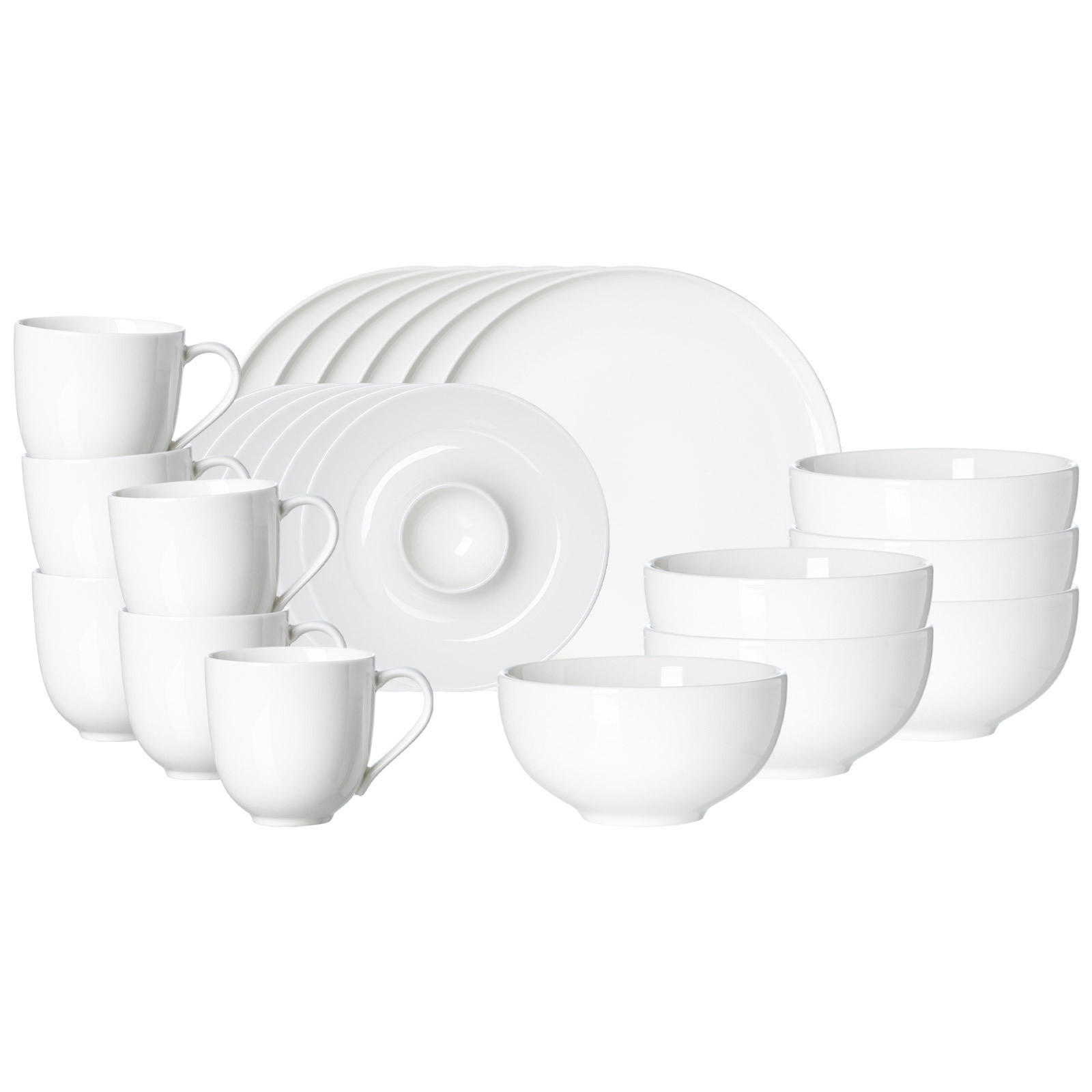 FRÜHSTÜCKS-SET Skagen weiß 24er Set - Weiß, Keramik (1/1/1cm) - Ritzenhoff Breker