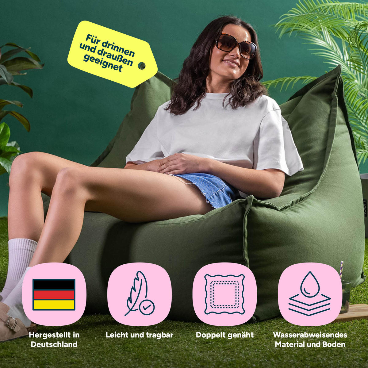 SITZSACK Outdoor Alto - Grün, Textil (94/75/94cm) - icon