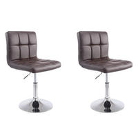 DREHSTUHL 2er Set Lederlook braun - Chromfarben/Braun, Textil/Metall (44/74/49cm) - CLP