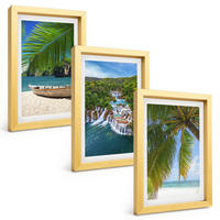 BILDER SET 3er Set - 20x30 cm Goldrahmen - Strand, Boot, Wasserfälle, Palmen - Goldfarben, Kunststoff (20/30cm) - TULUP