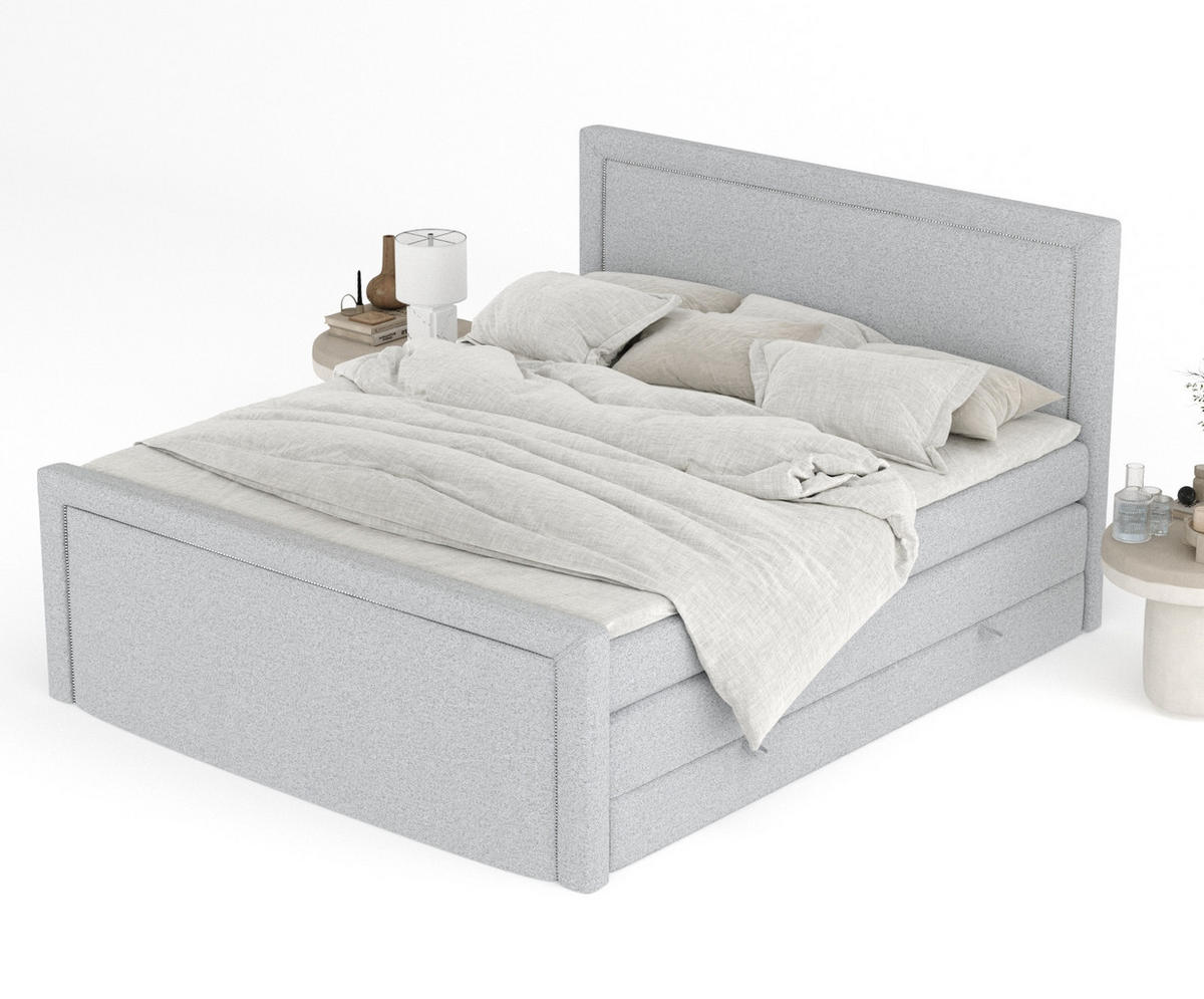 BOXSPRINGBETT Lavenda Hellgrau 200/200 cm - Hellgrau/Schwarz, Holz/Holzwerkstoff (200/200cm) - Maison de Reve