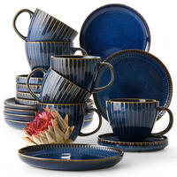 TEESERVICE AD STRIPES 6 PERSONEN, 18-tlg - Dunkelblau, Keramik (21/9/21cm) - KONSIMO®