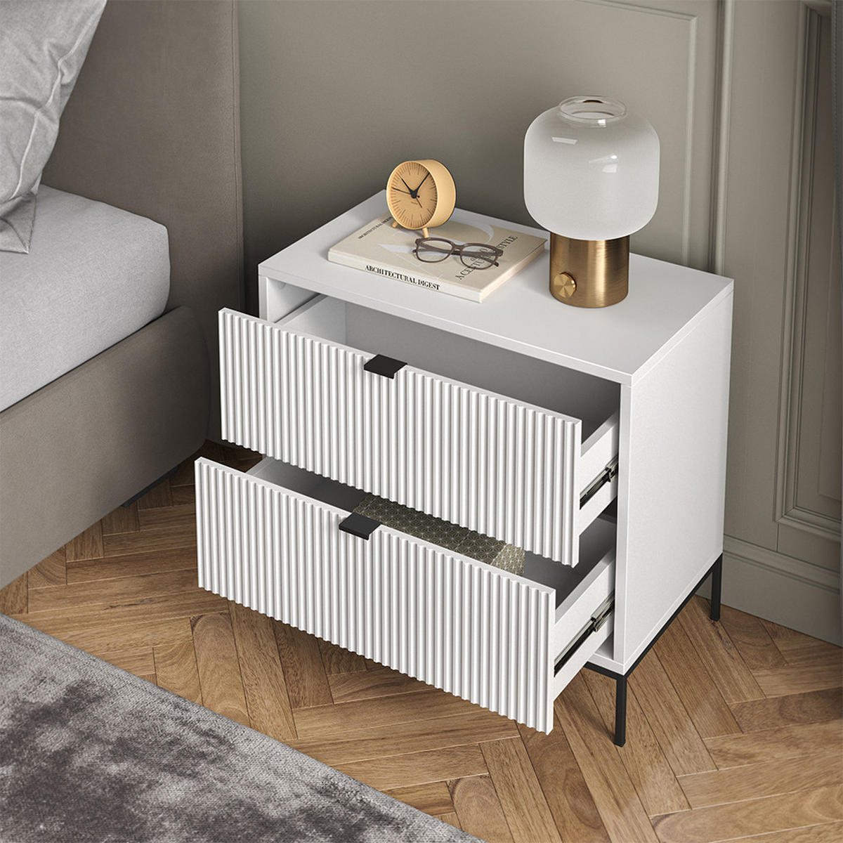 NACHTTISCHE Eliza Weiß 2er Set - Weiß, Holzwerkstoff (66/60/36cm) - Vicco