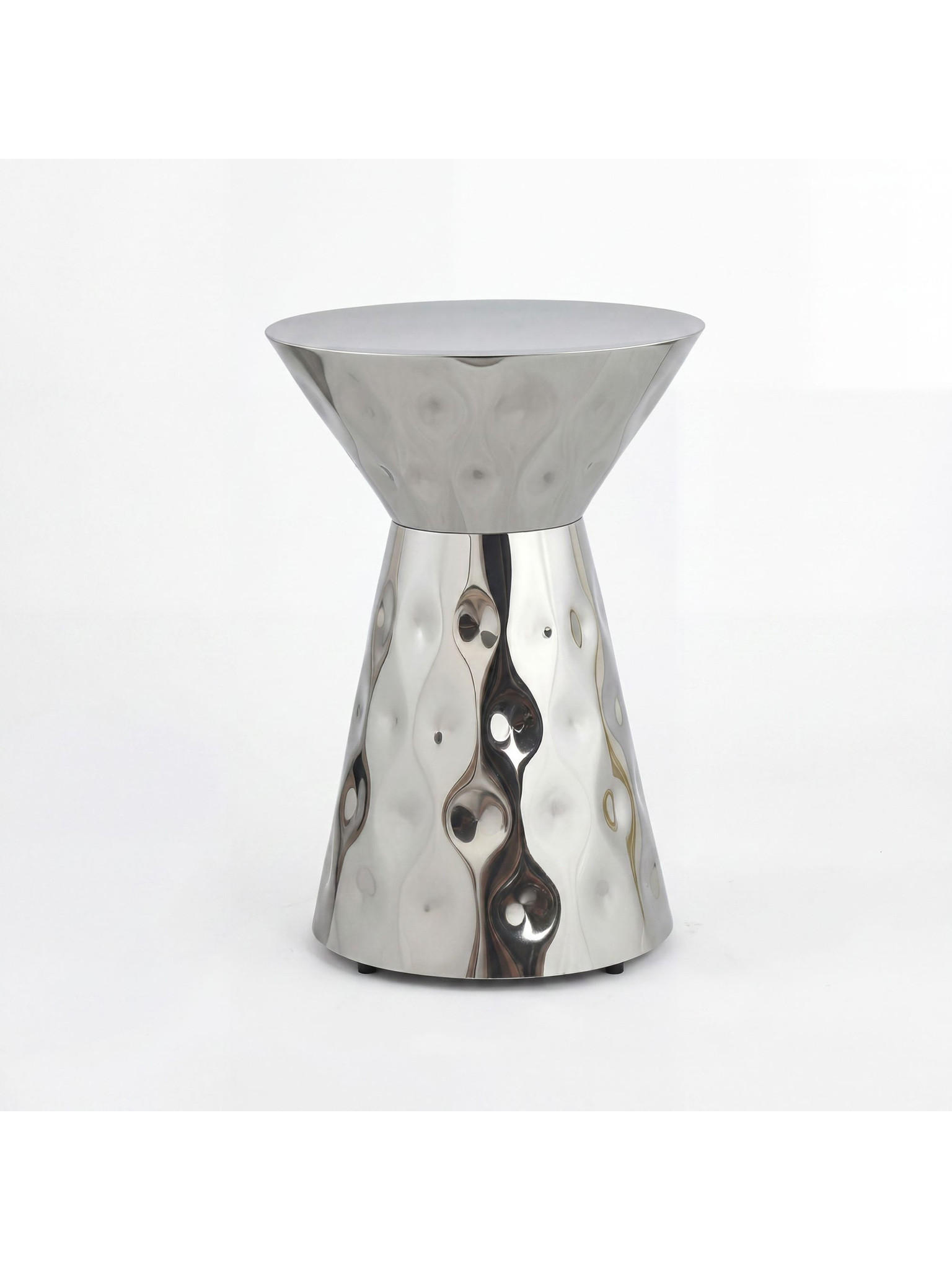 BEISTELLTISCH MAYENNE, Aluminium, handgefertigt, Silber, Ø 36 x 51 cm - Silberfarben, Metall (36/36/51cm) - KADIMA DESIGN