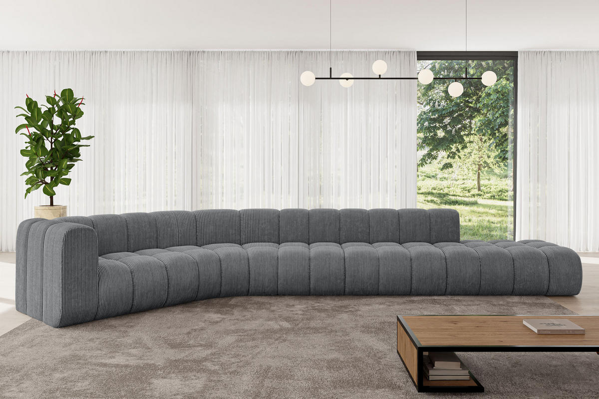 ECKSOFA modulares Sofa Tilmo-L2 - 490x194x70 cm Dunkelgrau - Dunkelgrau, Holzwerkstoff/Textil (490/194cm) - ALTDECOR