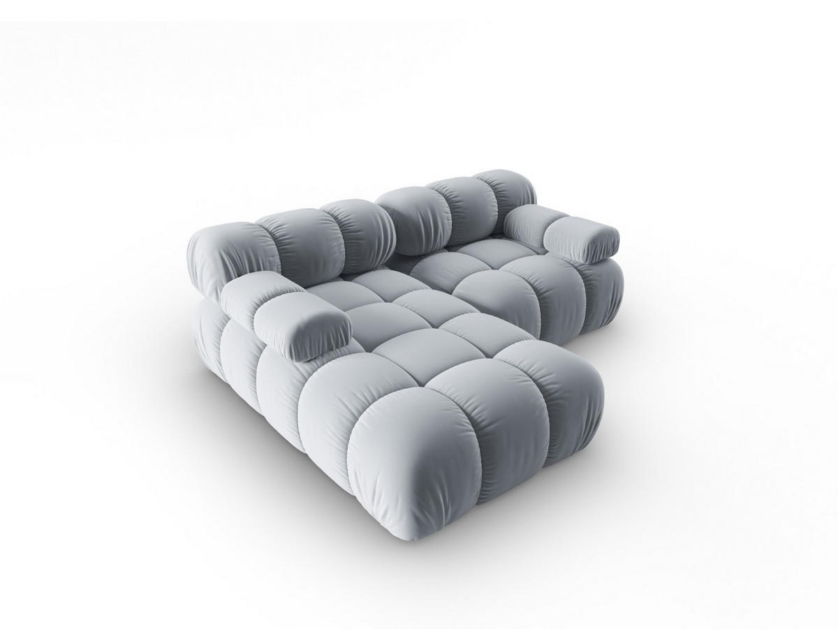 MODULARES-ECKSOFA links Bellis aus Samt hellblau 3 Sitzplätze - Hellblau, Textil (157/191cm) - Micadoni