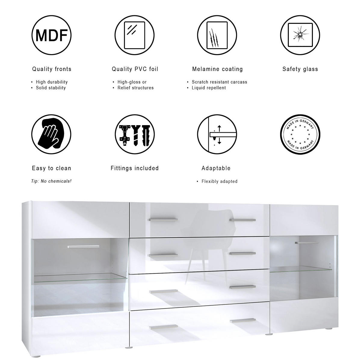 SIDEBOARD Carlos Avola-Anthrazit - Anthrazit, Holzwerkstoff (166/72/35cm) - Vladon
