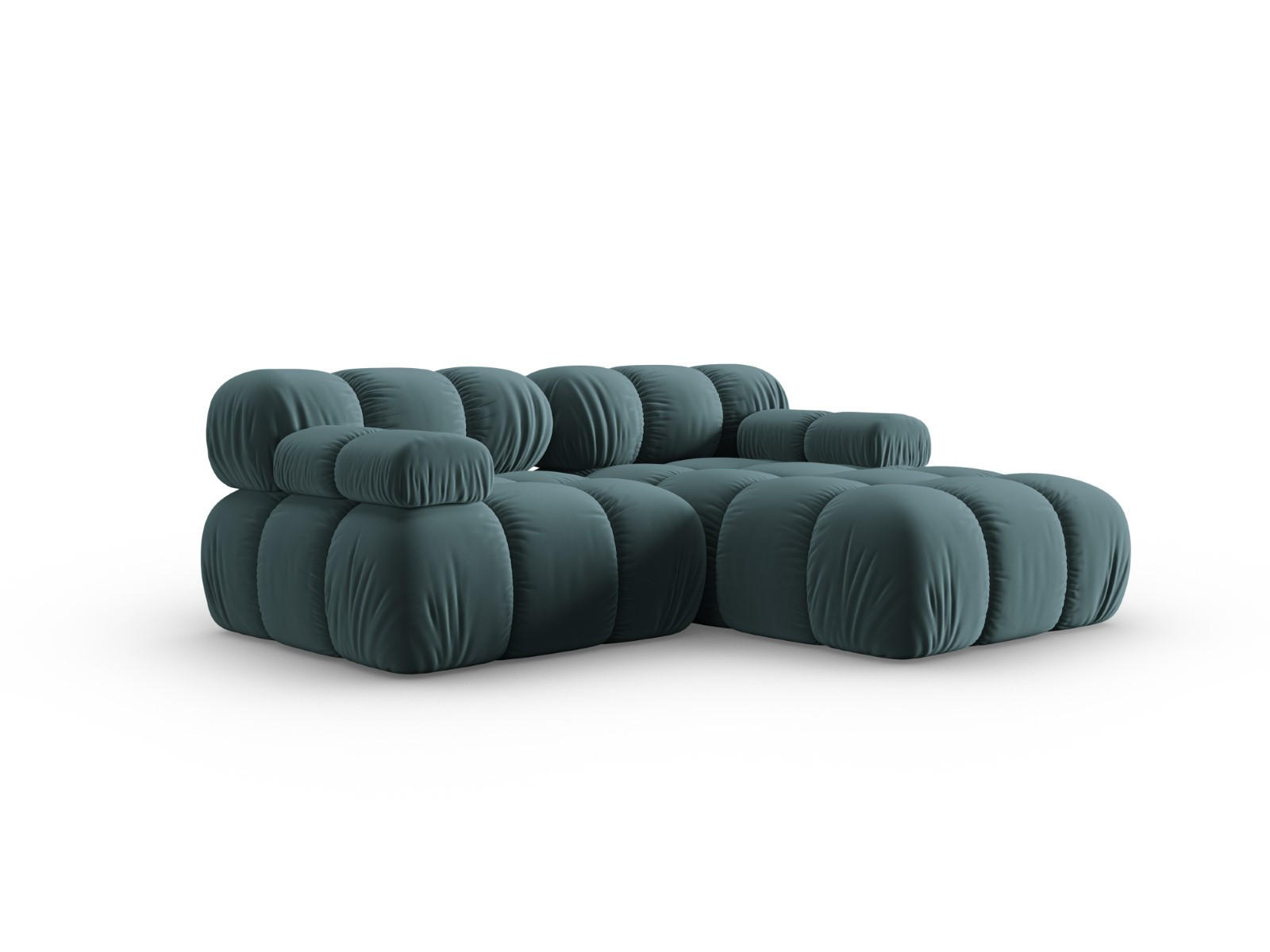 MODULARES-ECKSOFA rechts Bellis aus Samt petrol 3 Sitzplätze - Petrol, Textil (157/191cm) - Micadoni