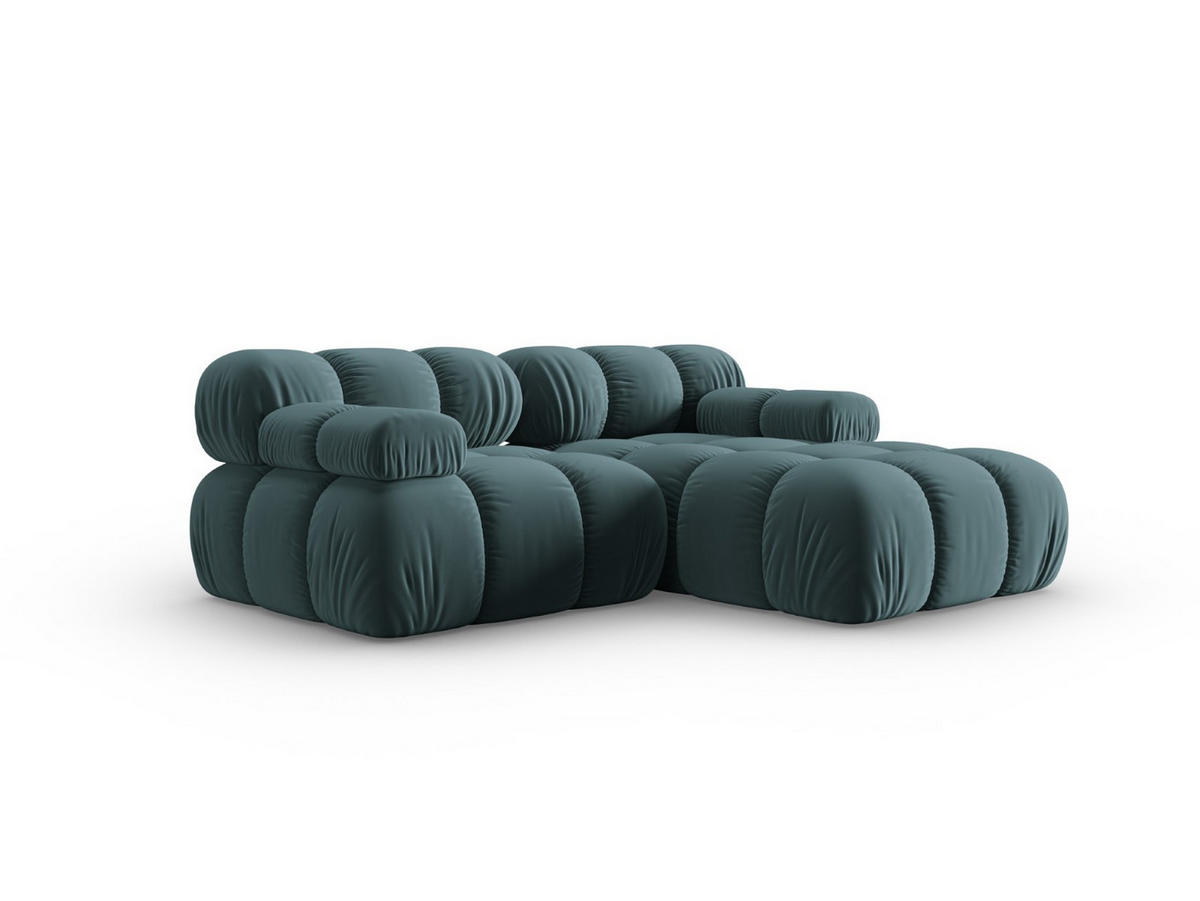 MODULARES-ECKSOFA rechts Bellis aus Samt petrol 3 Sitzplätze - Petrol, Textil (157/191cm) - Micadoni