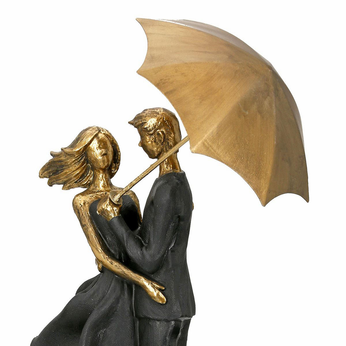 DEKOSKULPTUR Rain, 2er Set, Poly, Schwarz / Gold - Schwarz, Kunststoff (20/40/20cm) - Gilde
