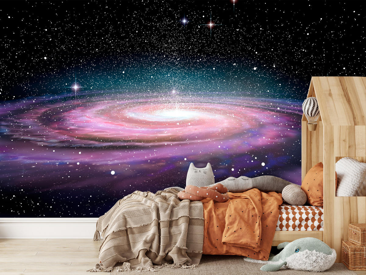 FOTOTAPETE für Jugendzimmer Spirale Sterne Galaxie Kosmos 400x280 - Violett/Schwarz, Papier (400/280cm) - Muralo