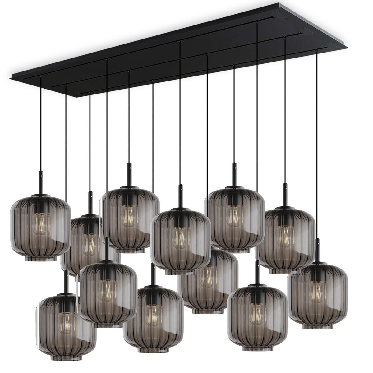 HÄNGELEUCHTE Velo 12-flammig Rauch Ø 20cm - Anthrazit/Schwarz, Glas (20/20/20cm) - s.luce