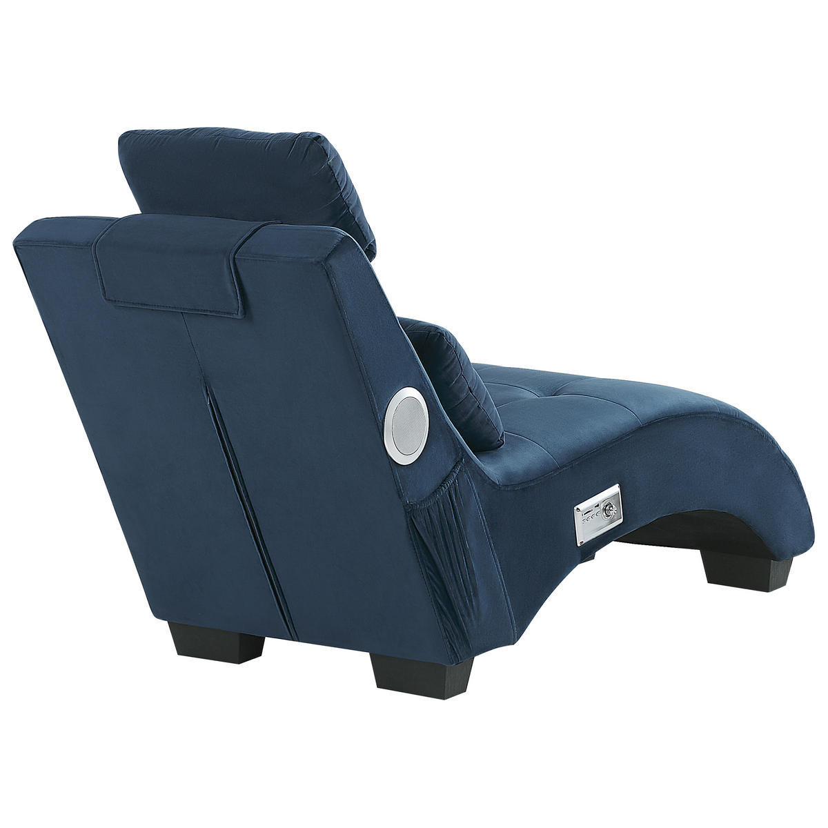 CHAISELONGUE Samtstoff Blau Simorre - Dunkelblau, Textil (157/82/66cm) - Beliani