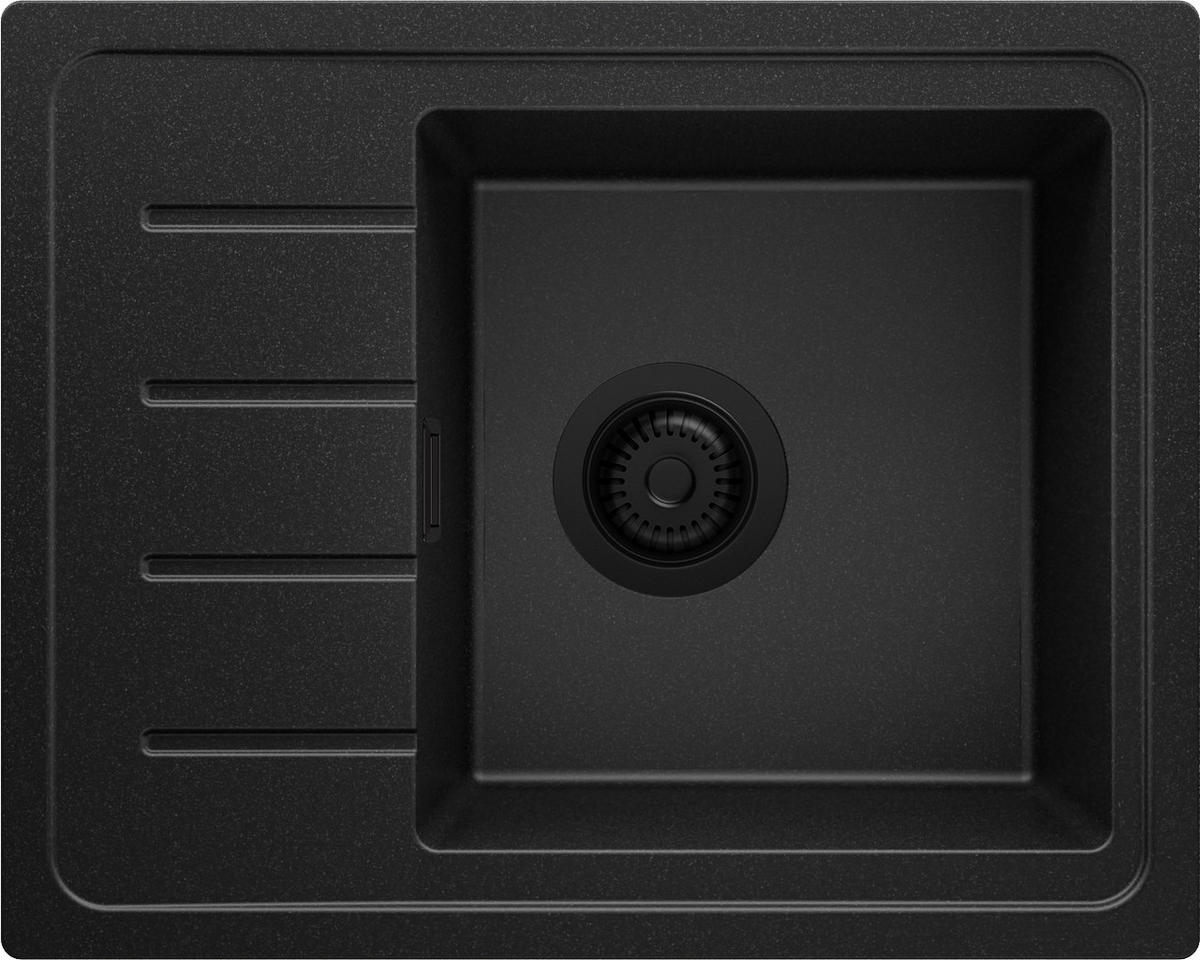 SPÜLBECKEN Kopenhagen Easy, 2-er set Alles Schwarz 55/44 cm 1 Becken + Ablauf-Set ab 45er Unterschrank - Schwarz, Kunststoff (55/17/44cm) - Primagran
