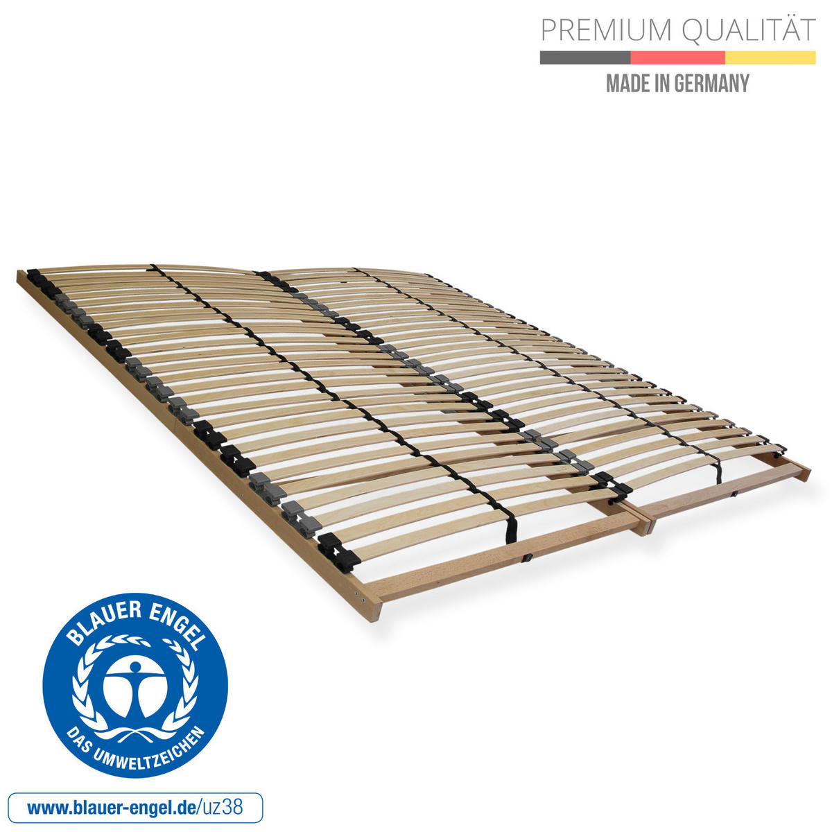LATTENROST Set Buchenholz, 7 Zonen 180x200 cm bestehen aus 2x 90x200 cm - Buchefarben/Braun, Holz (180/200cm) - Sleepneo