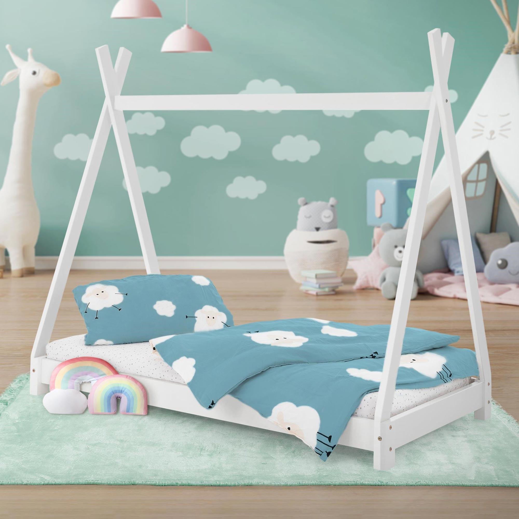 KINDERBETT Tipi 80x160 cm Weiß - Weiß, Holz (80/160cm) - ML-DESIGN
