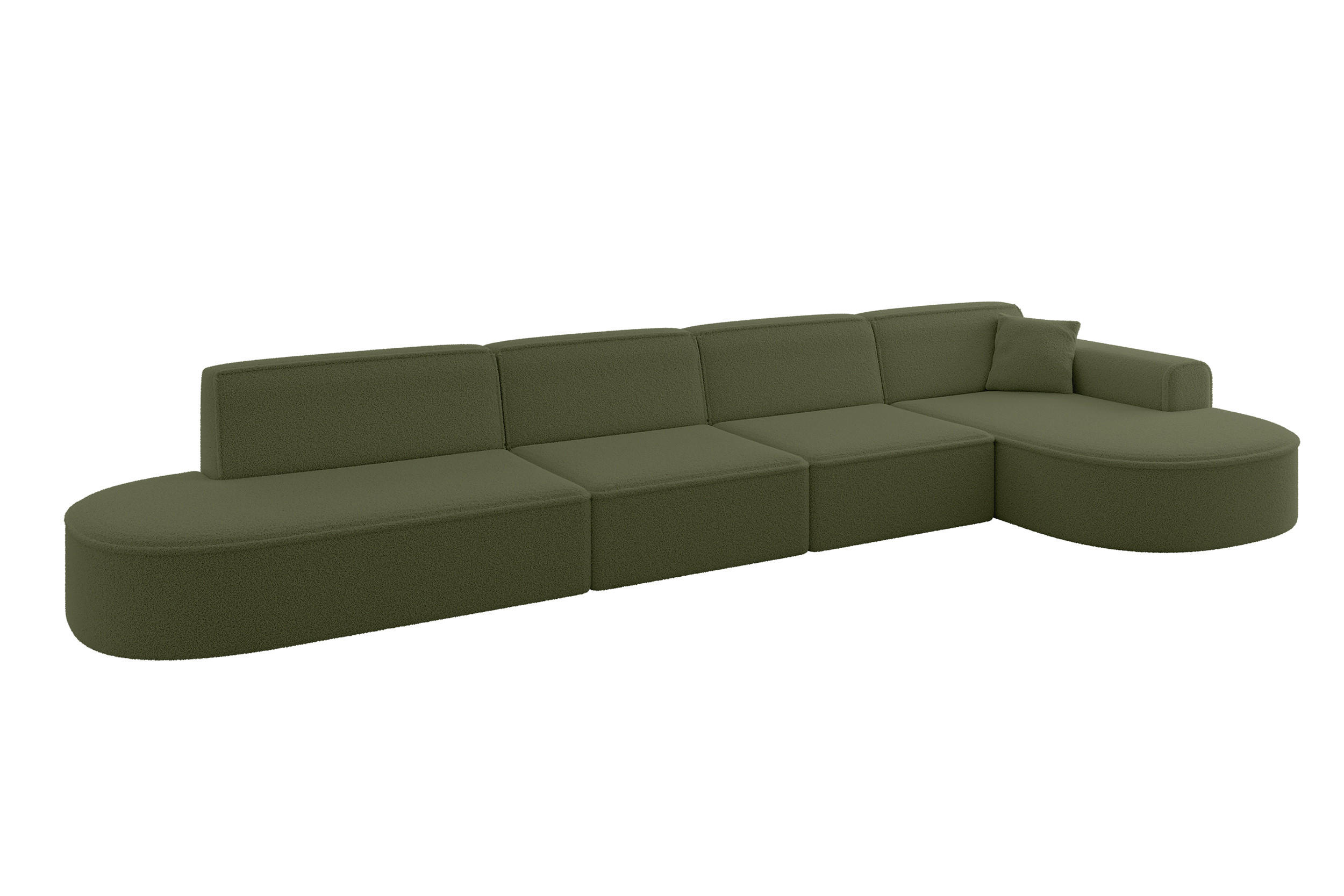 ALTDECOR ROHOVÁ SEDACÍ SOUPRAVA s otomanem vpravo MARI-L3 – 413 × 171 × 79 cm, zelená buklé