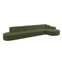 ECKSOFA Ottomane Rechts MARI-L3 - 413x171x79 cm Grün Bouclé - Schwarz/Grün, Holzwerkstoff/Kunststoff (171/413cm) - ALTDECOR