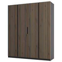 KLEIDERSCHRANK Kaja Eiche Evoke/ Schwarz 200 cm - Eichefarben/Schwarz, Holzwerkstoff/Metall (200/239/61.9cm) - Selsey
