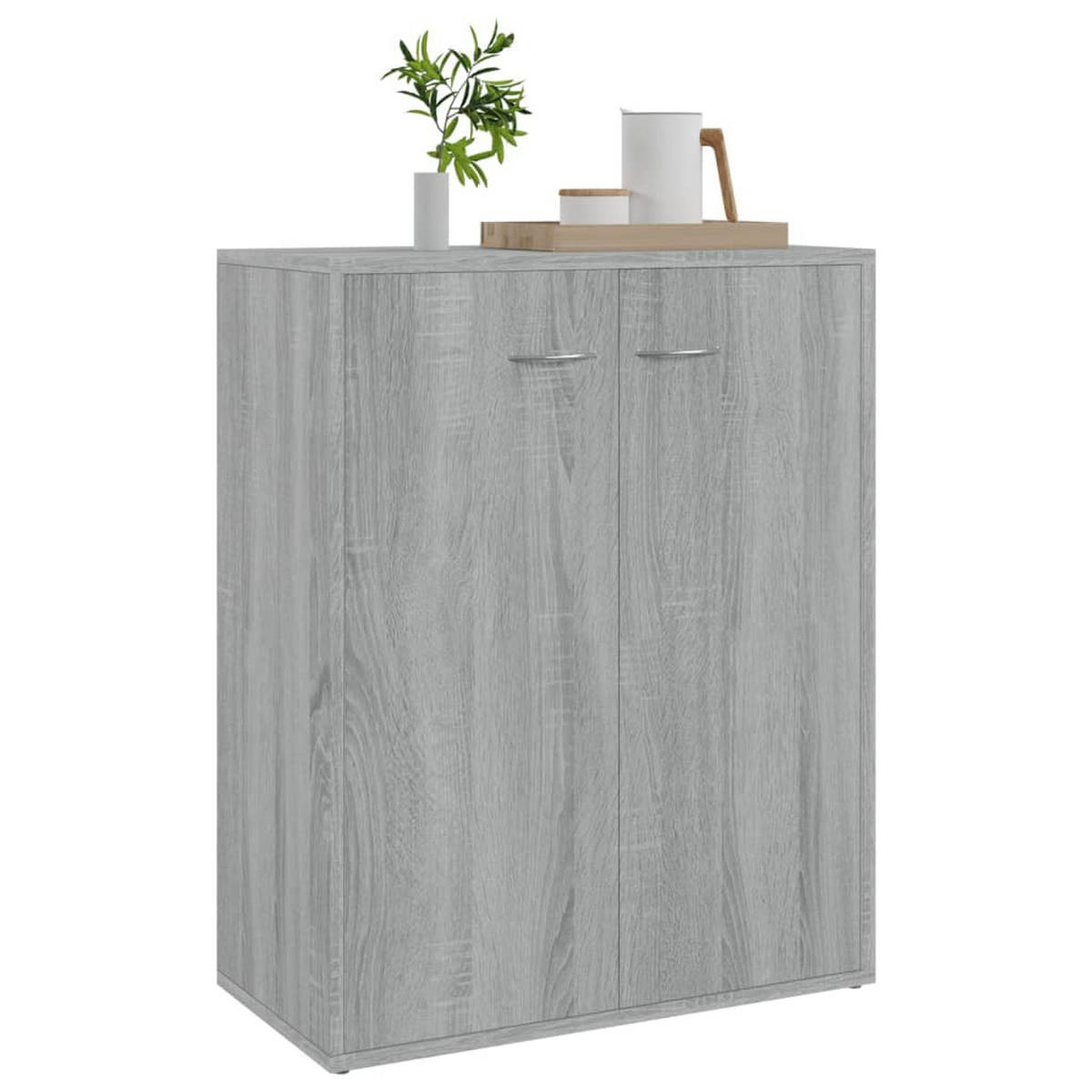 SIDEBOARD mit 2 Türen 60/30/75 cm aus Holzwerkstoff Grau Sonoma - Silbereichenfarben, Holz (60/75/30cm) - vidaXL