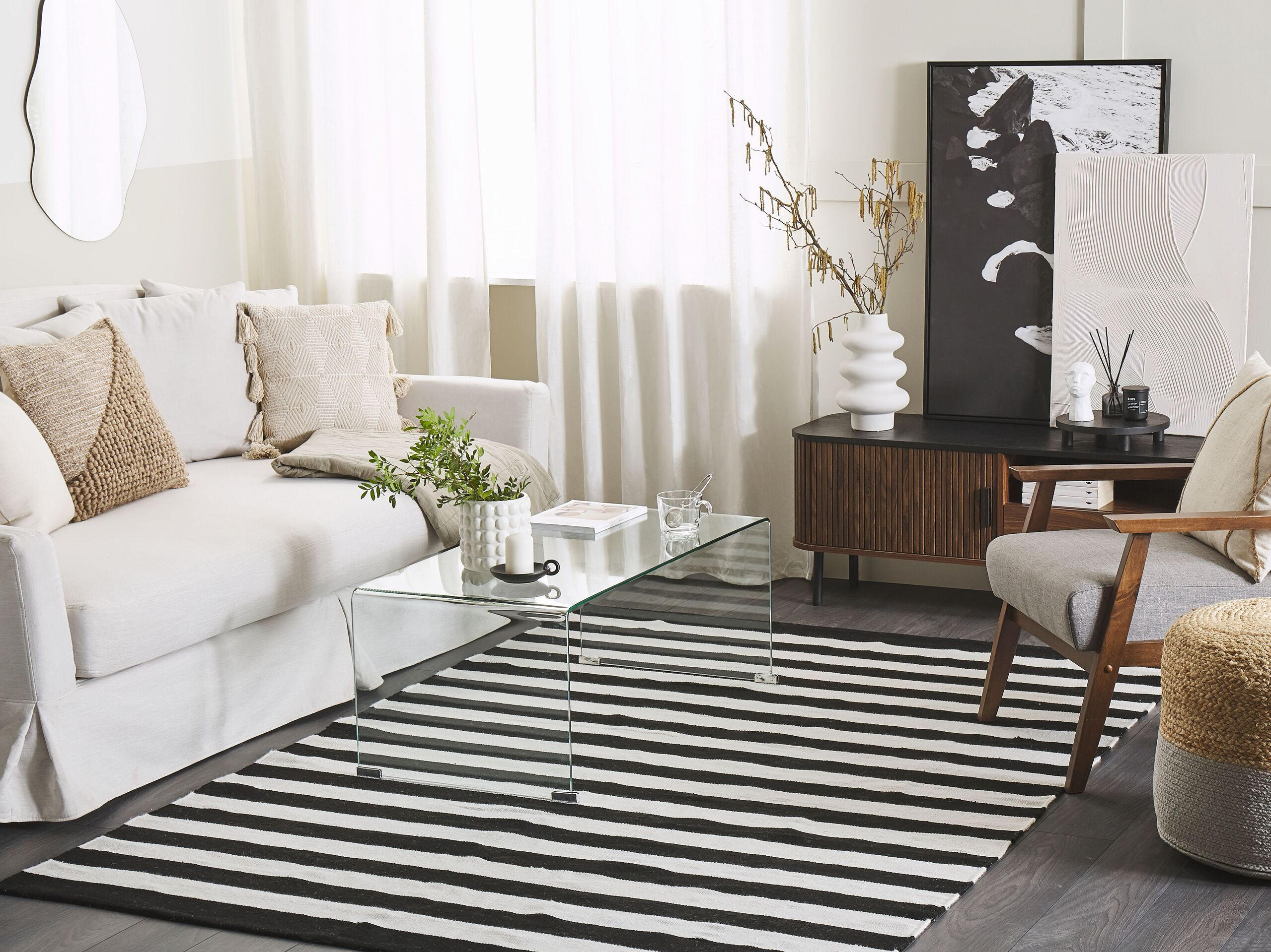 OUTDOOR-TEPPICH Tavas 200/140 cm - Schwarz, Kunststoff (140/200cm) - Beliani
