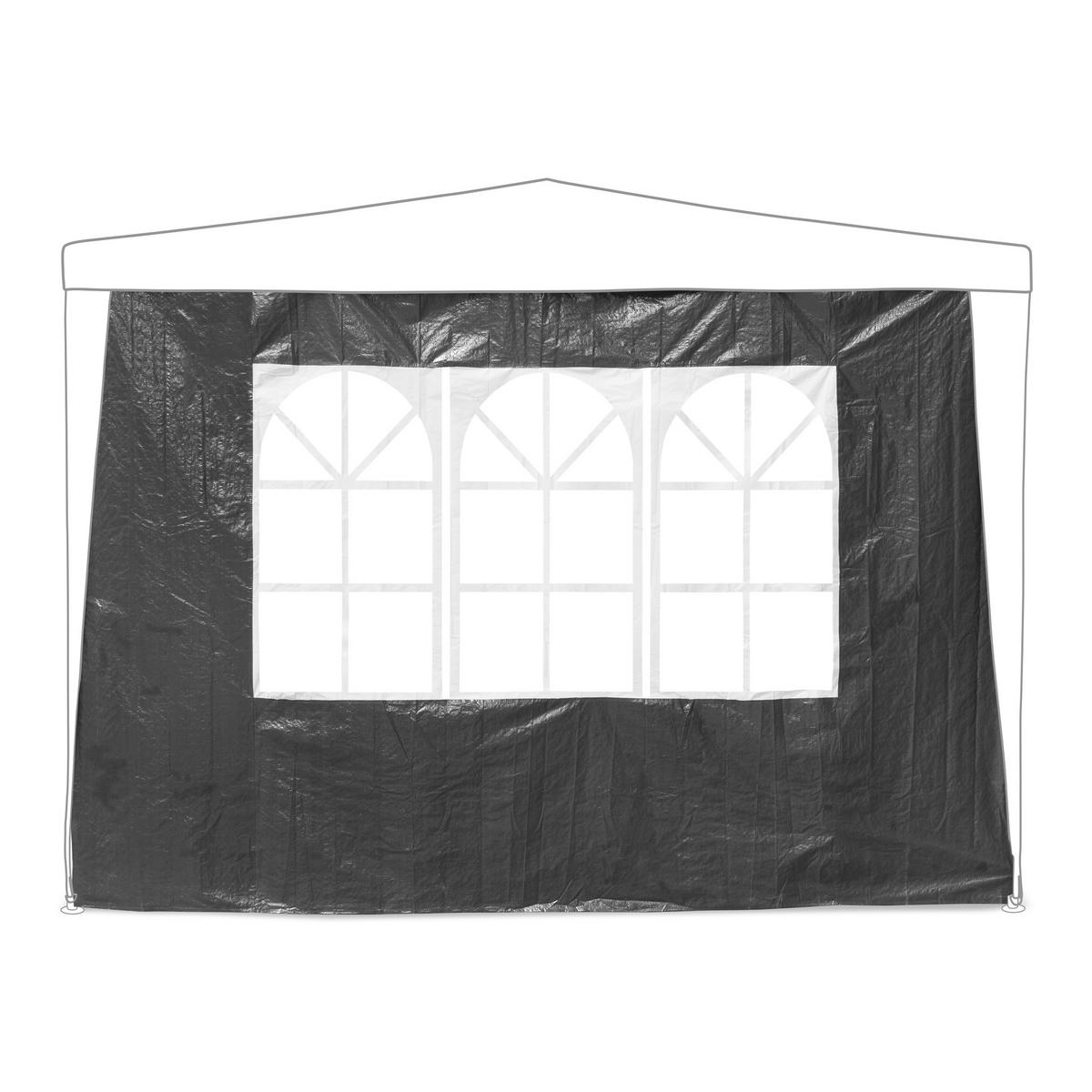 4xPAVILLON-SEITENWAND - Grau, Kunststoff (300/200/0.1cm) - Relaxdays