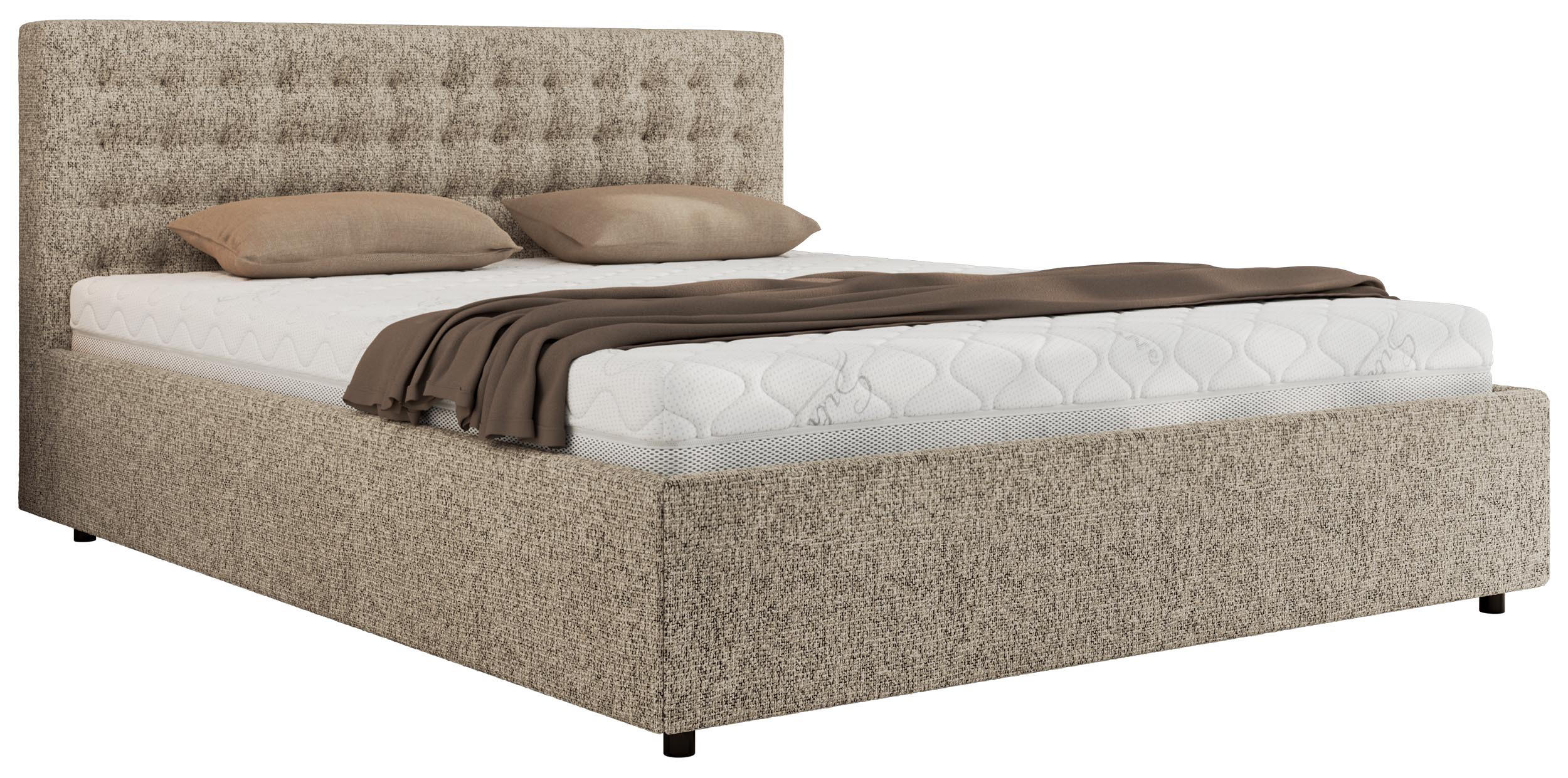 POLSTERBETT PAVO CLASSIC 180/200 - Dunkelbeige Strukture - Multipocket-Matratze - Taupe, Textil (180/200cm) - MKS