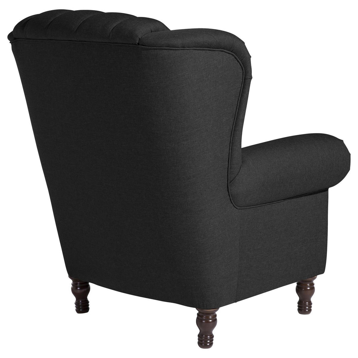 OHRENBACKENSESSEL Katreen Bezug Flachgewebe Buche nussbaum dunkel / schwarz - Schwarz, Kunststoff (91/101/90cm) - 58aufmkessel