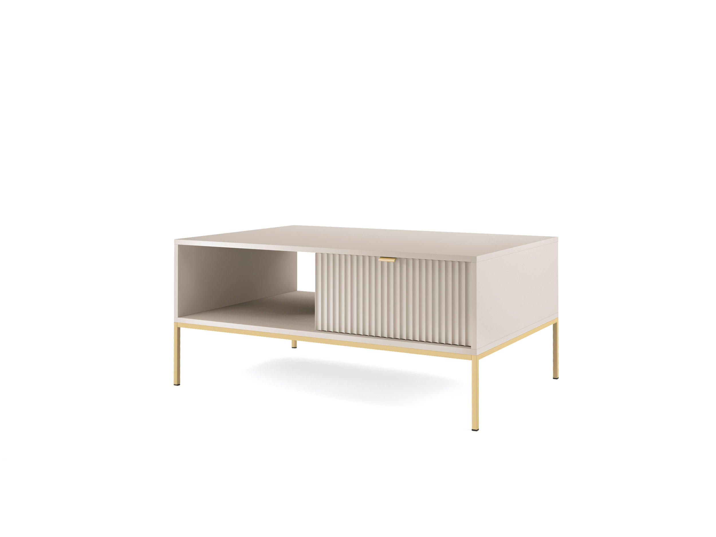 COUCHTISCH: Kaschmir, Gold, 104 x 46 x 68 cm, goldene Griffe - Beige/Goldfarben, Holzwerkstoff/Metall (68/104/46cm) - 3XE LIVING