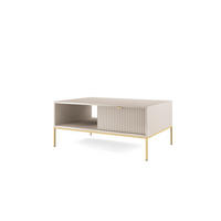 COUCHTISCH: Kaschmir, Gold, 104 x 46 x 68 cm, goldene Griffe - Beige/Goldfarben, Holzwerkstoff/Metall (68/104/46cm) - 3XE LIVING