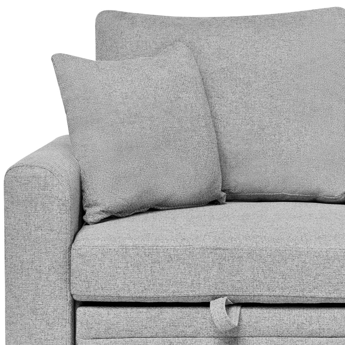 ROZKLÁDACÍ ROHOVÁ POHOVKA 3-místná Umělý len Šedá levostranná Nassjo - šedá, textil (210/131cm) - Beliani
